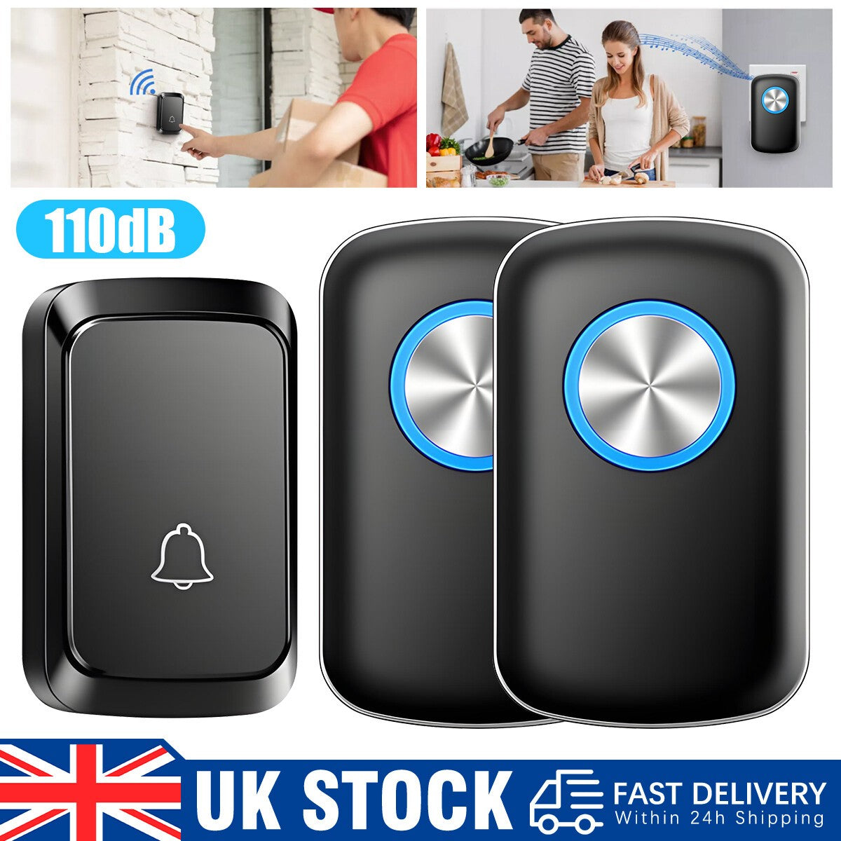 Wireless Door Bells Waterproof 1000ft Long Range Plug in Home Cordless Doorbells