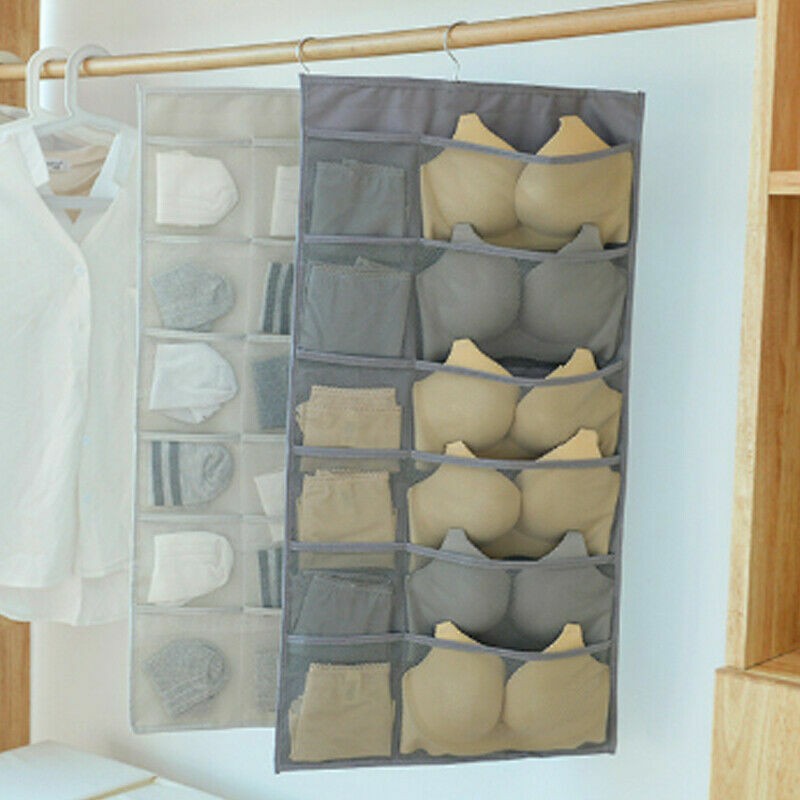30 Pockets Double 2 Side Hanging Bag Bra Underwear Storage Organiser Tidy Hanger