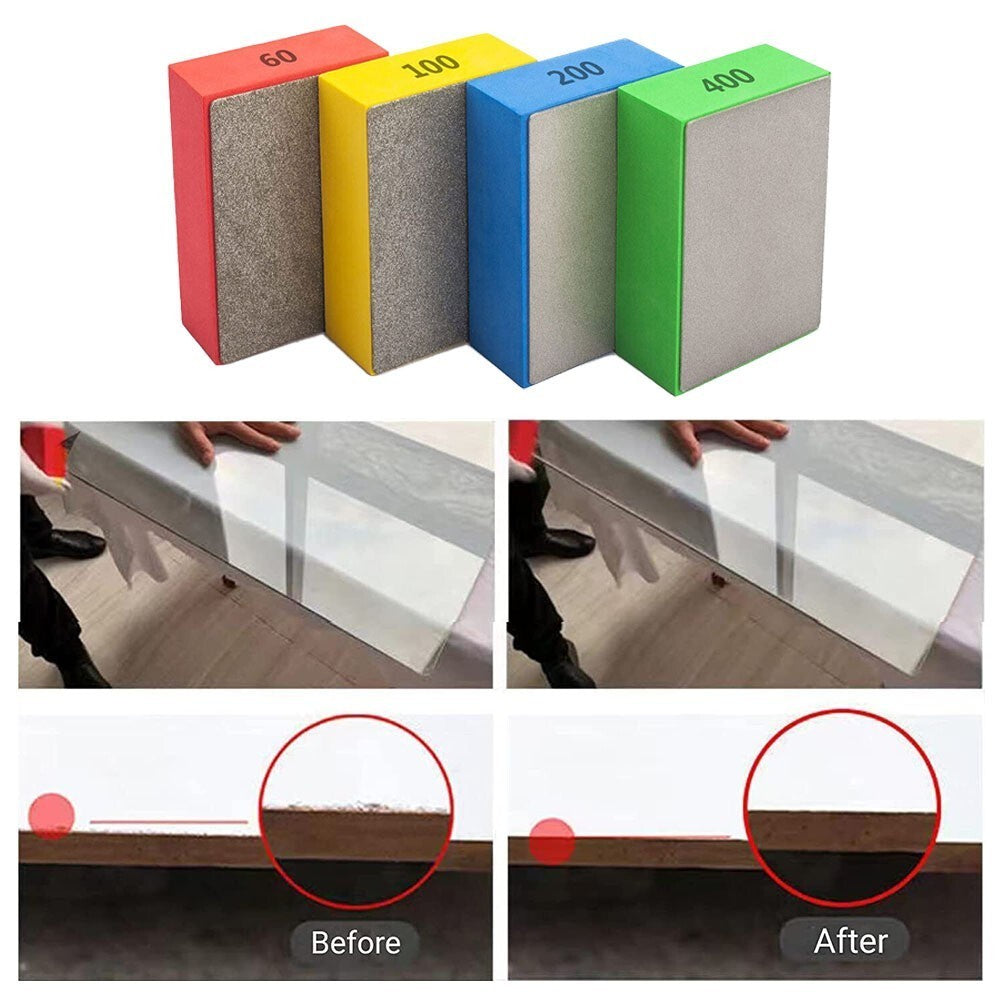 Tile Glass Marble Grinding Block Sanding Disc  Diamond Hand Polishing Pads SET