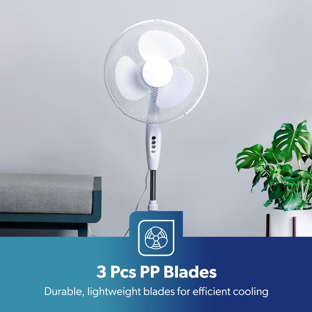 16" Pedestal Fan 3 Speed Quiet Oscillating Standing Cooling Fan Bedroom Office