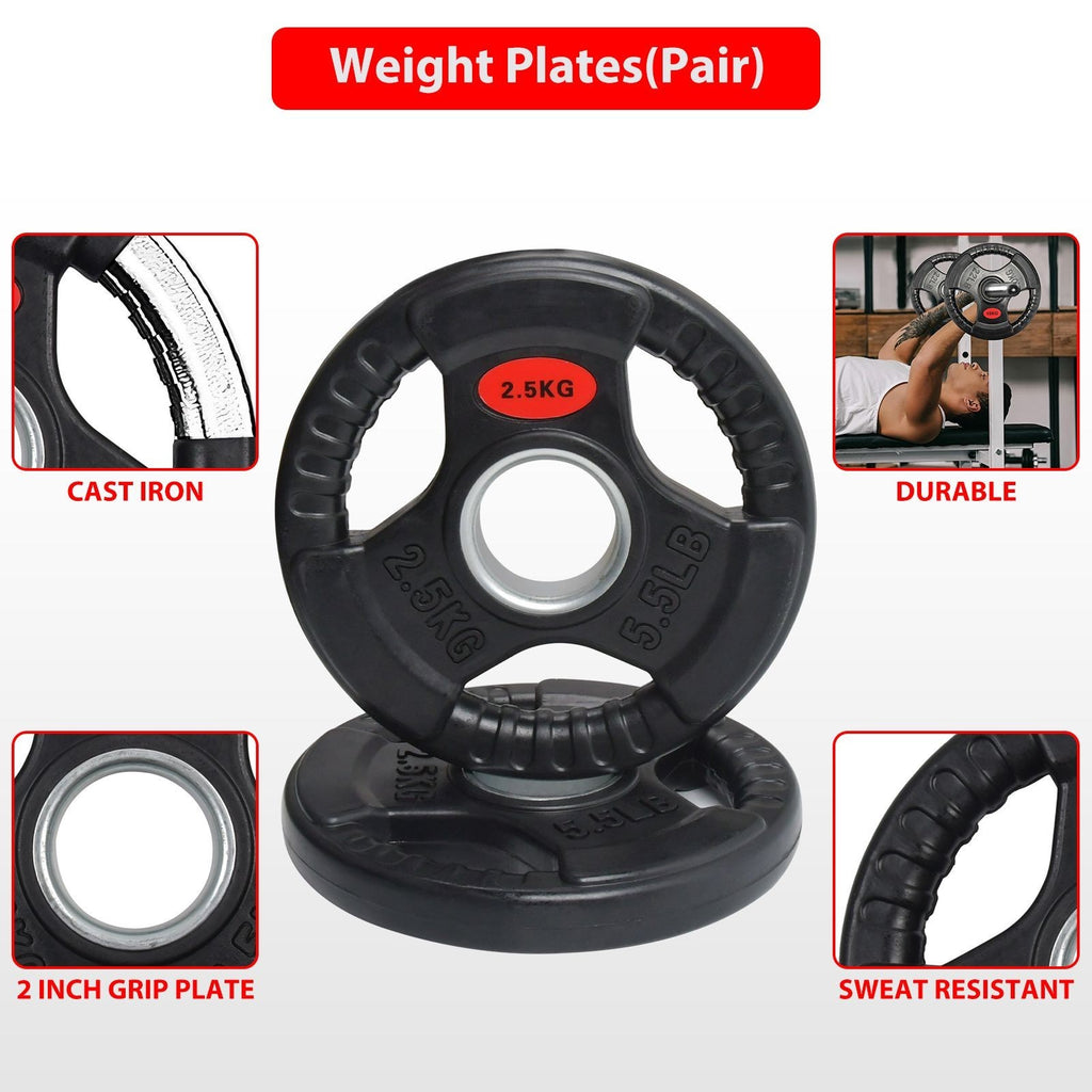Weight Plates Set Pair Cast-Iron 2" Hole Disc Dumbbell Olympic Barbell Weights