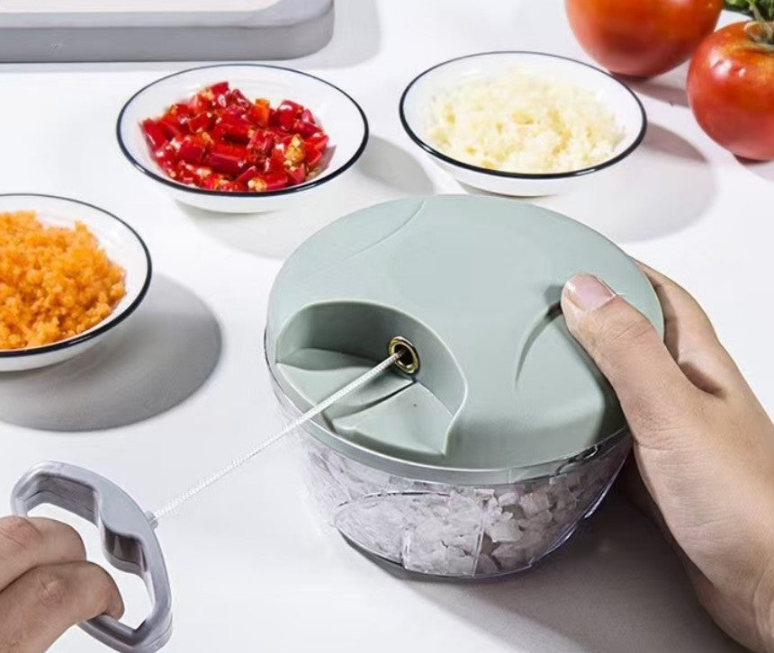 Vegetable Chopper Manual Pull Rope Vegetable Cutter Food Hand Held Dicer Slicer
