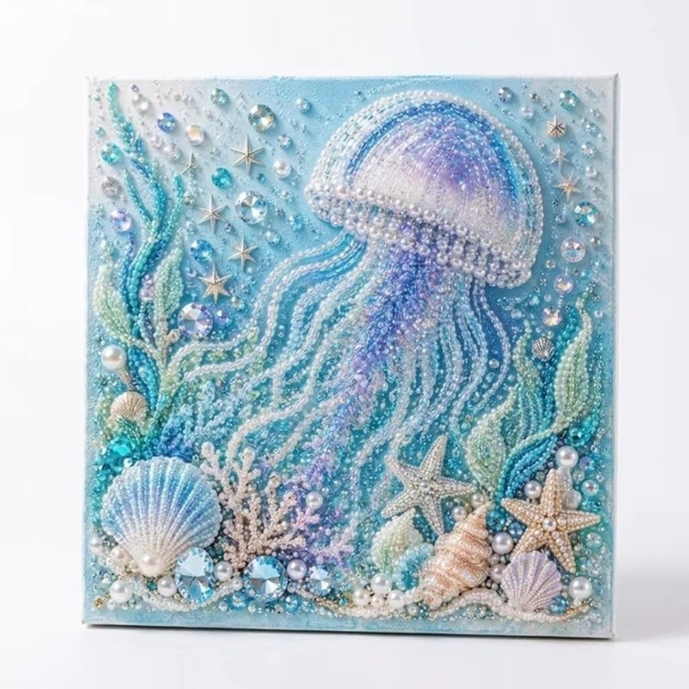 Ocean Theme Pearl Art DIY Kit, Sparkling 3D Diamonds Painting Kit Handcraft
