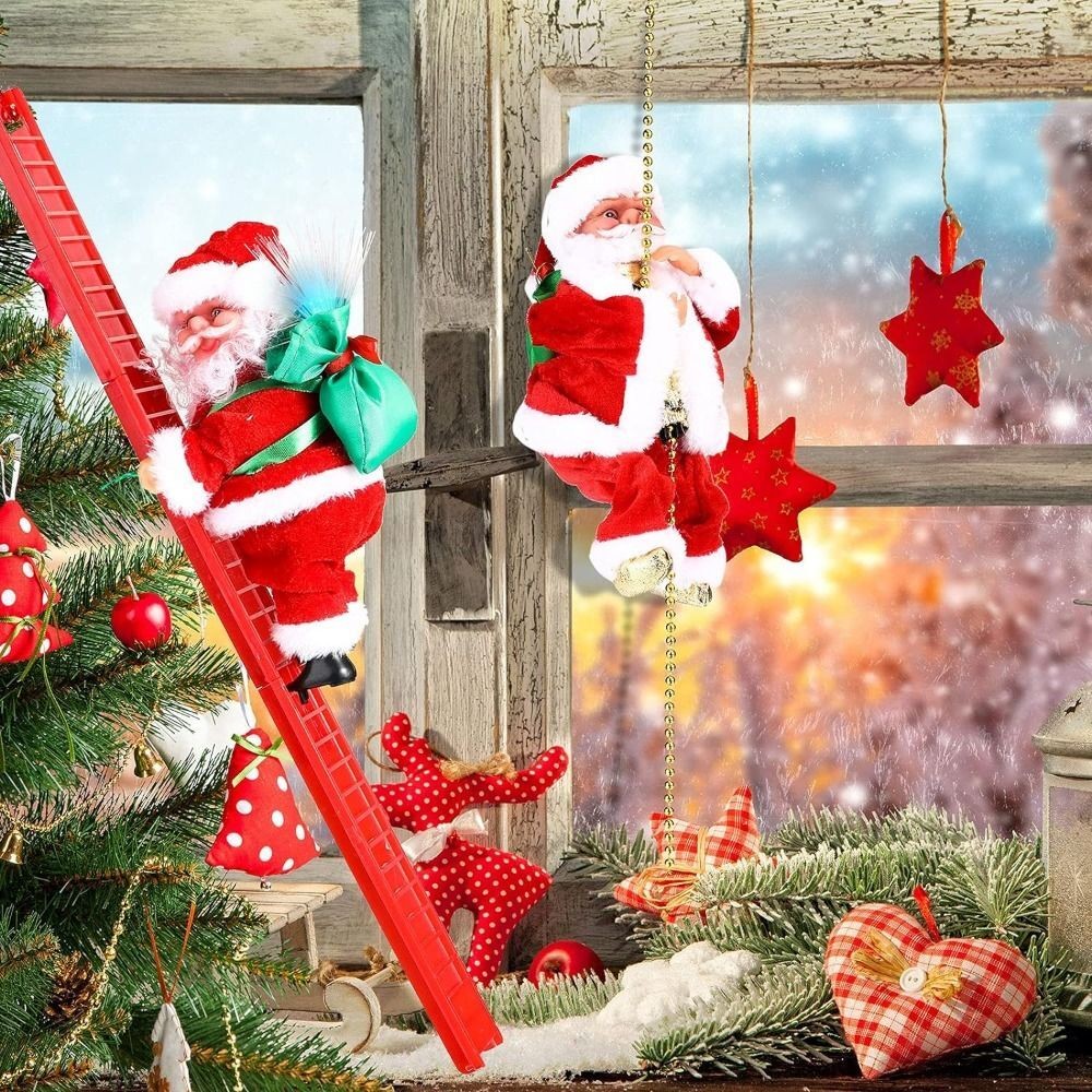 Christmas Electric Santa Claus Climbing Ladder Doll Music Xmas Music Decor Party