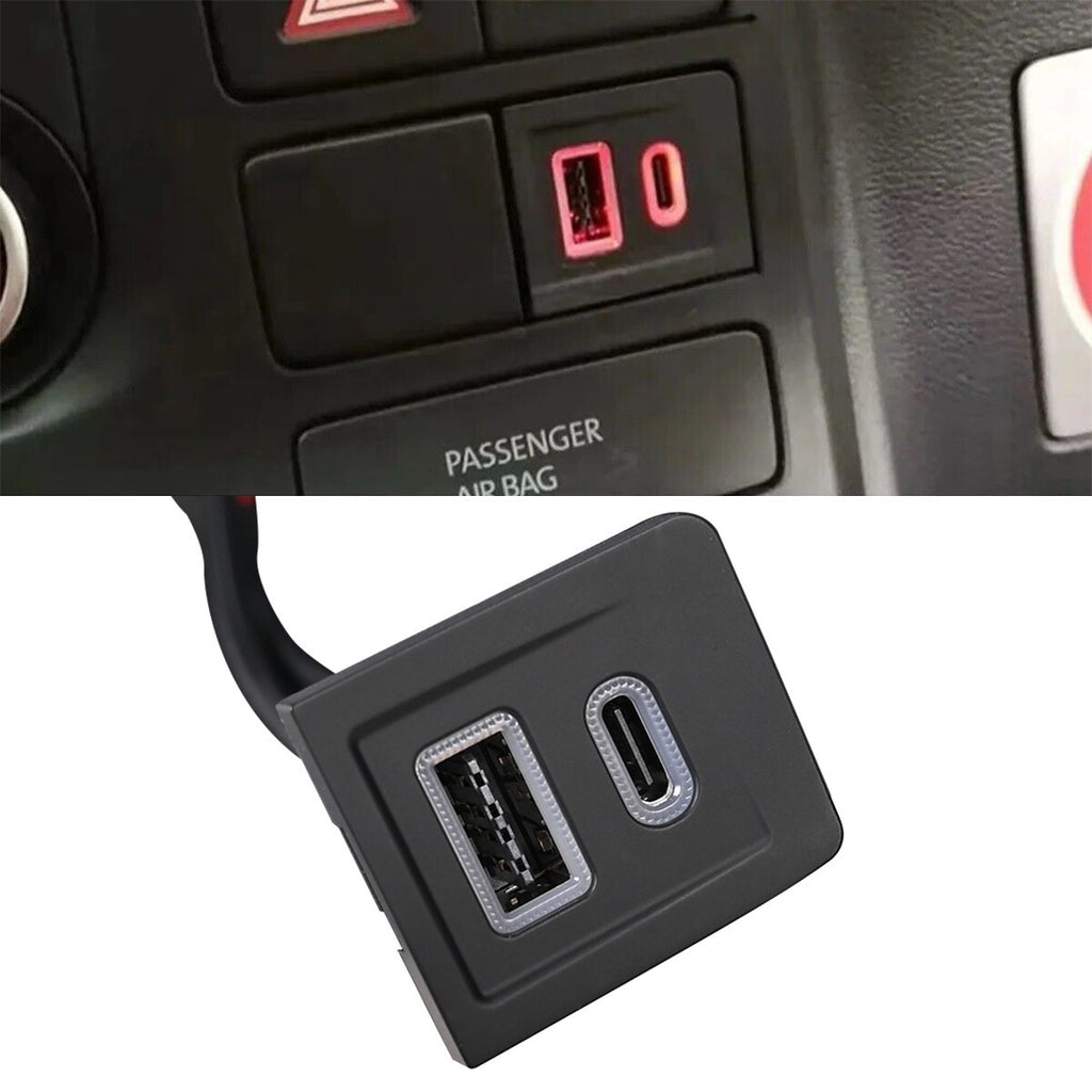 For Multivan T5 2003-2015 Car Dual USB PD+QC3.0 Charger Socket Socket Red Light．