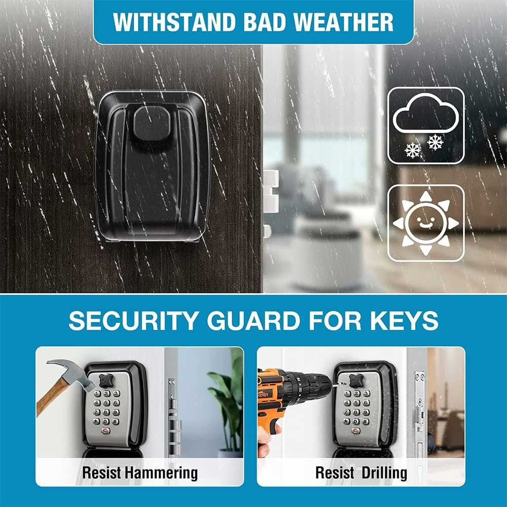 Key Lock Box with Push Button Wall Mounted Spare Key Storage Box Portable Box