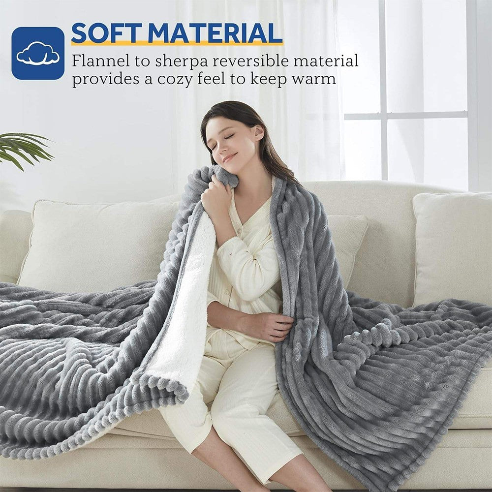 Electric Blanket Heated Throw Over Luxurious Fleece Washable Digital Controller