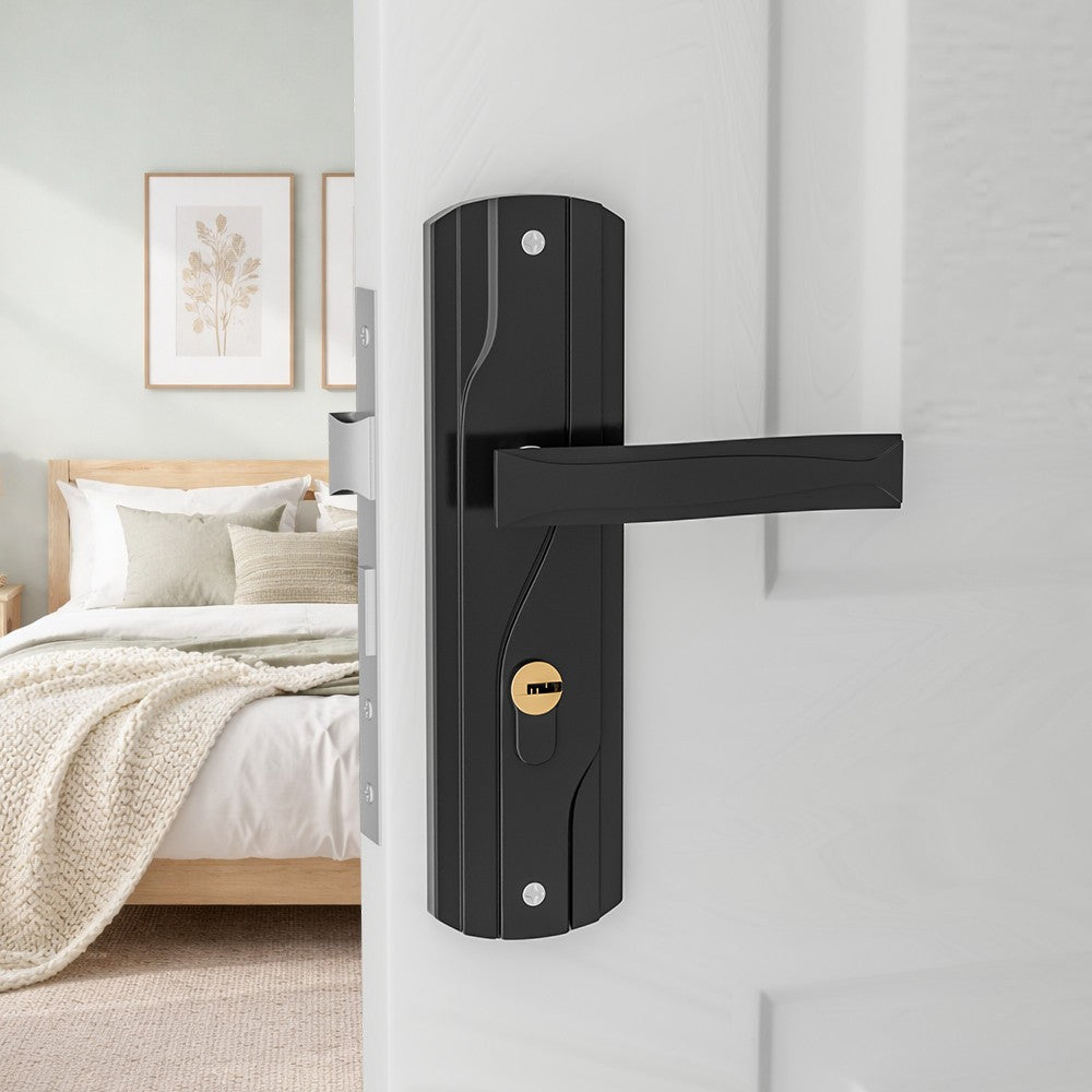 Lever Lock Set Lockable Door Handle Handles with 3 Keys Manganese Steel for Home