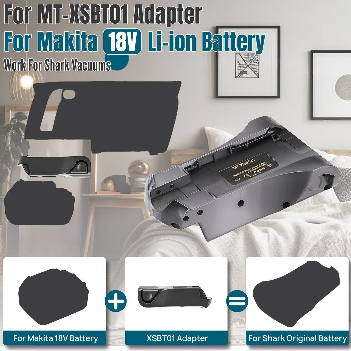 Adapter For Milwaukee 18V Battery Convert to For Shark Vacuum Battery