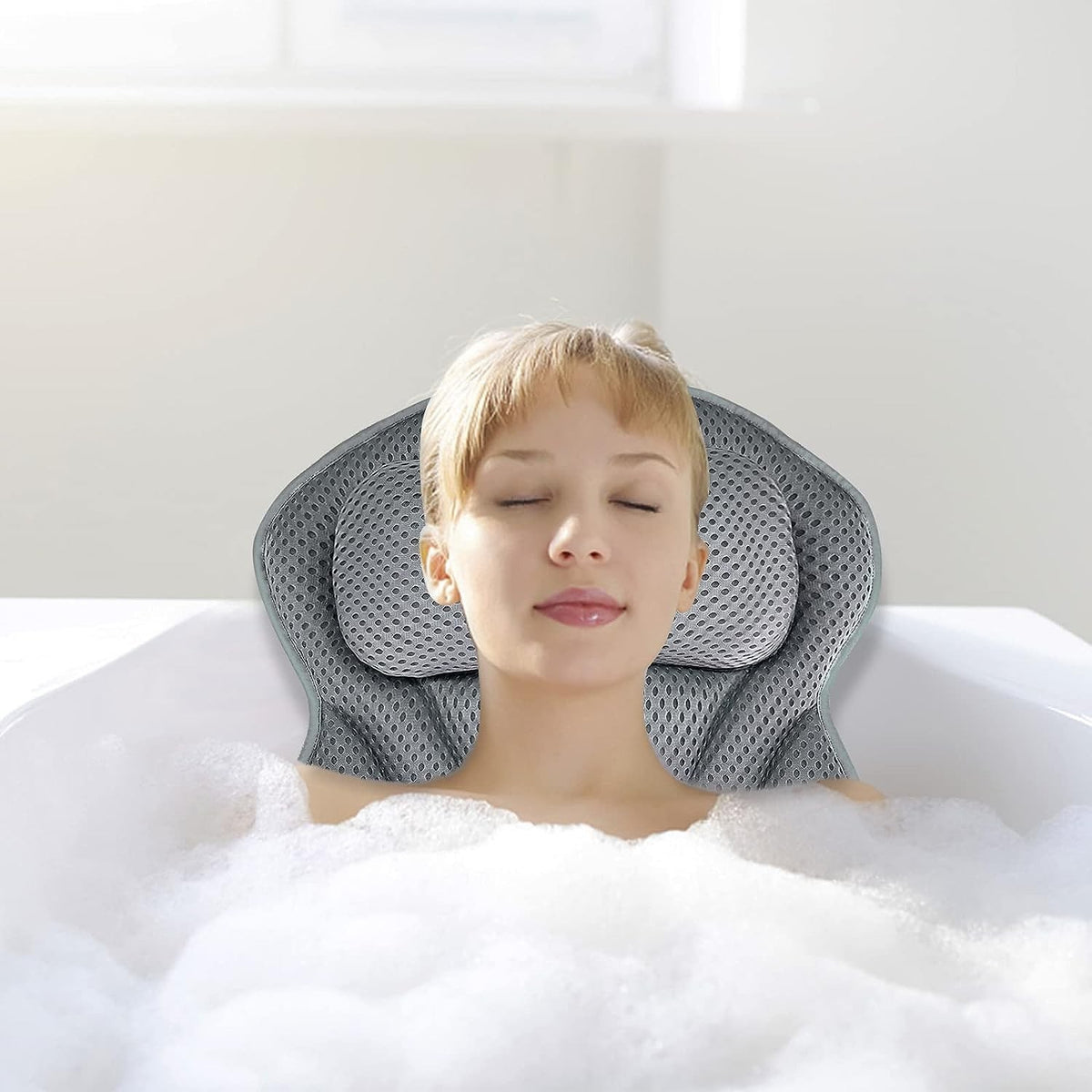 Bath Pillow Luxury Waterproof Home Spa Ani-Slip Comfort Bathtub Headrest Cushion
