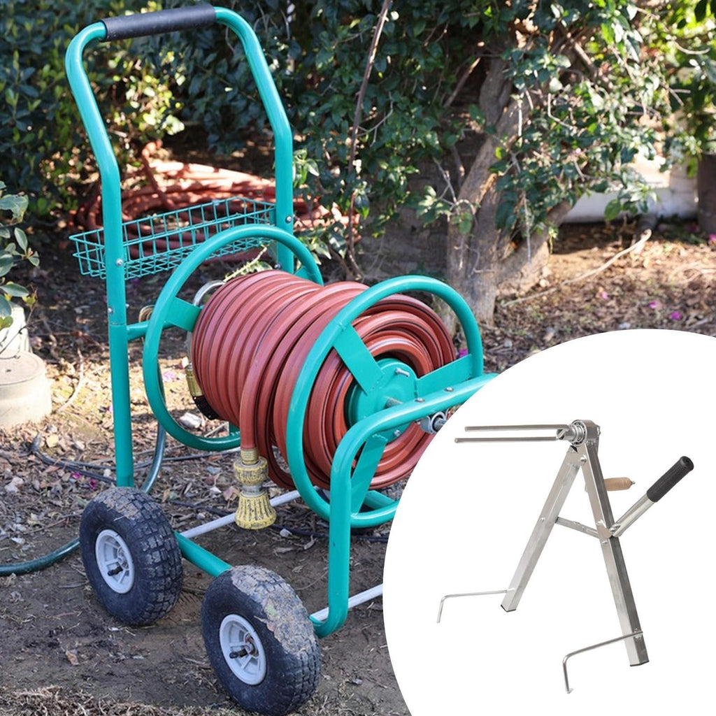 Heavy Duty Metal Hose Reel Portable Freestanding Organizer for Home Garden