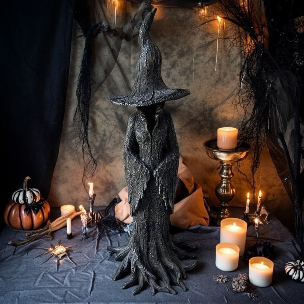 Retro Witch Statue Resin Craft Desktop Decoration Halloween Ornament Home Decor