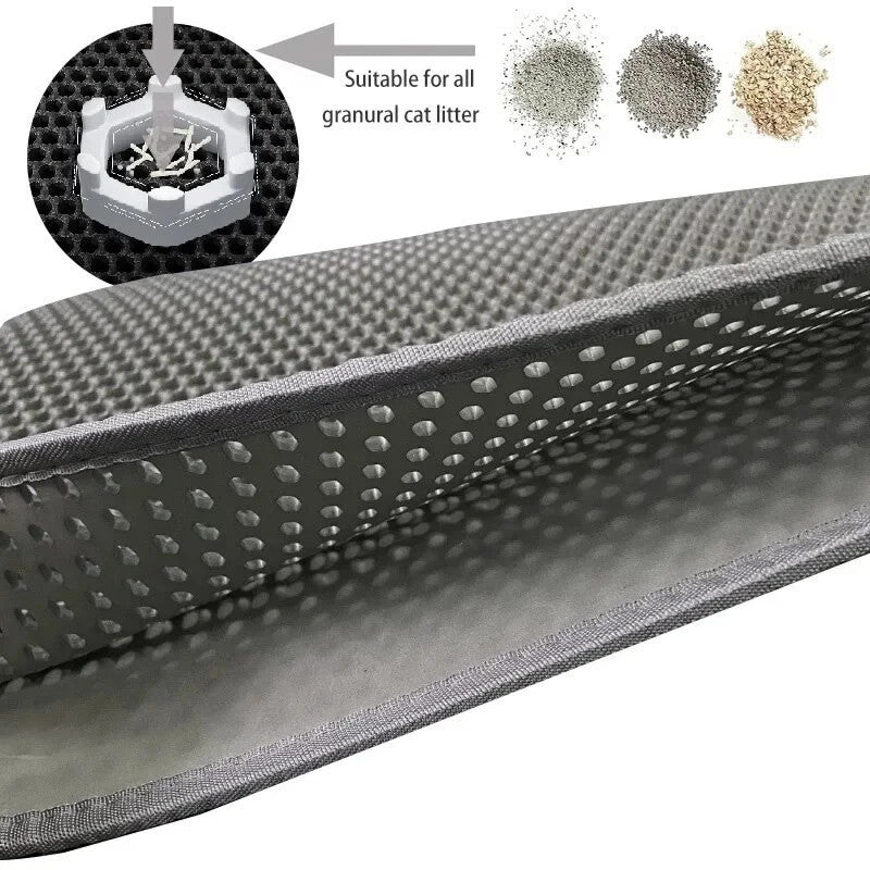 Large Honeycomb Cat Litter Mat 75x55cm, Double Layer Tray Pad with Big Holes