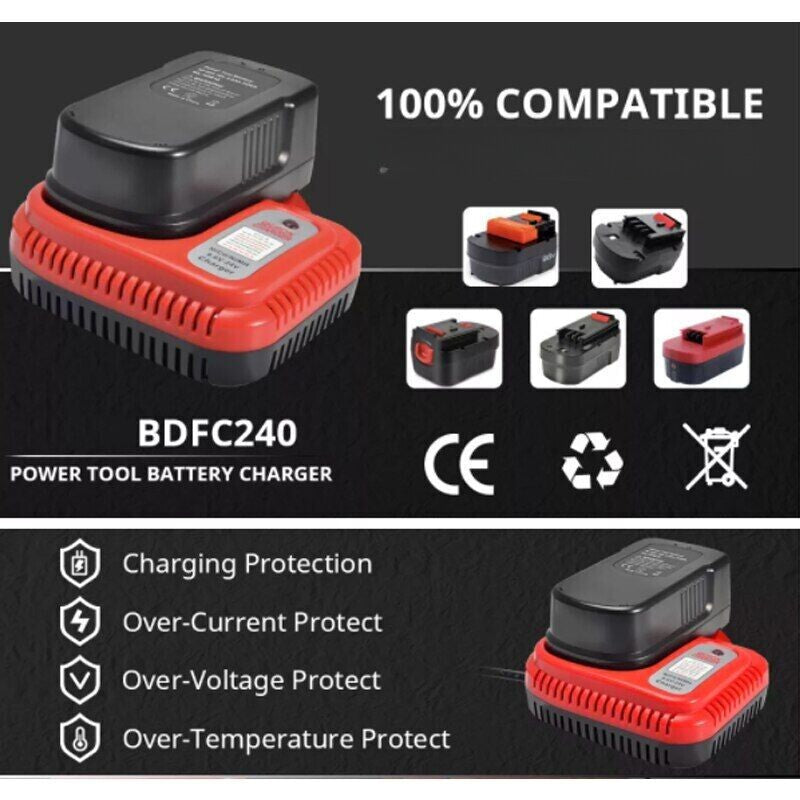 Fast Battery Charger 9.6V-24V for Black&Decker HPB18-OPE NiCd NiMh battery UK