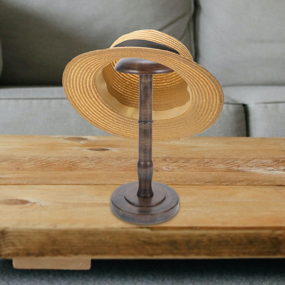 Wooden Hat Display Stand Coffee Color Hat Rack Stand Cap Organizer Hat Holder