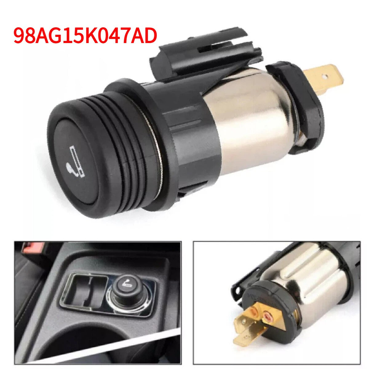 12V Cigarette Lighter Plug + Socket For Ford Focus Fiesta Transit 98AG15K047AD