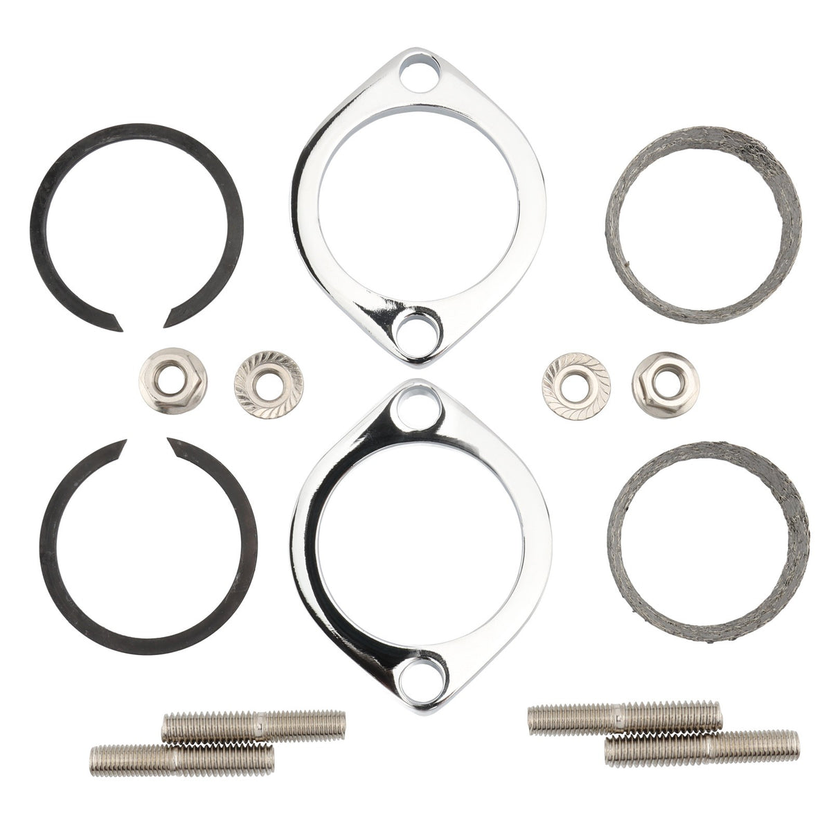 For Harley Big Twin Exhaust Flange Install Kit Pair Flanges Gaskets Nuts Washers