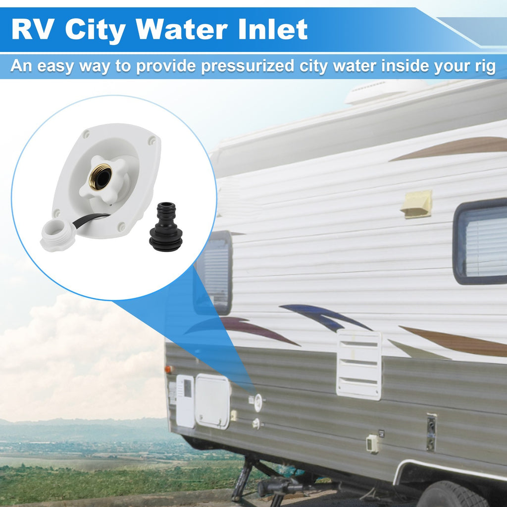 RV City Water Inlet Connection Pressure Reducing Fill Hatch Marine Camper White