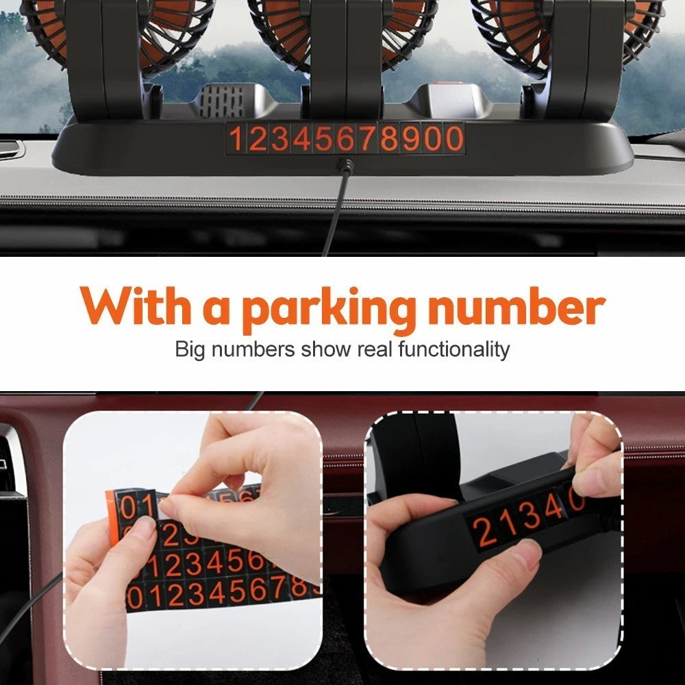 Summer Car Cooler Fan Interior 3-Head - Choose 5V-12V-24V Cigarette Lighter Plug