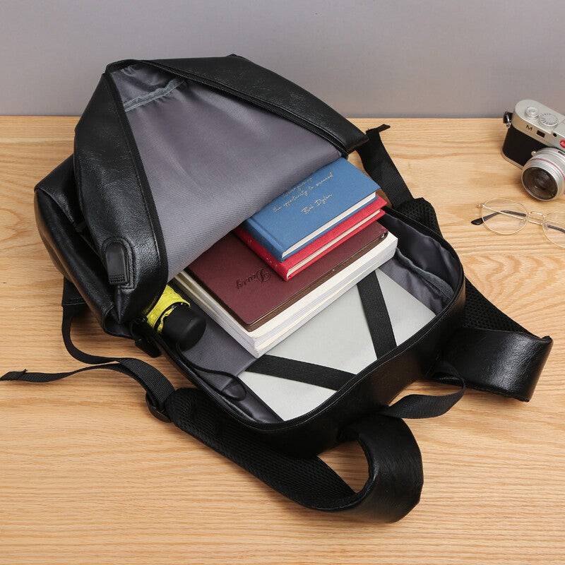 Men's Office Backpack 15.6" Laptop Leather Business Bag Work Travel Daypack
