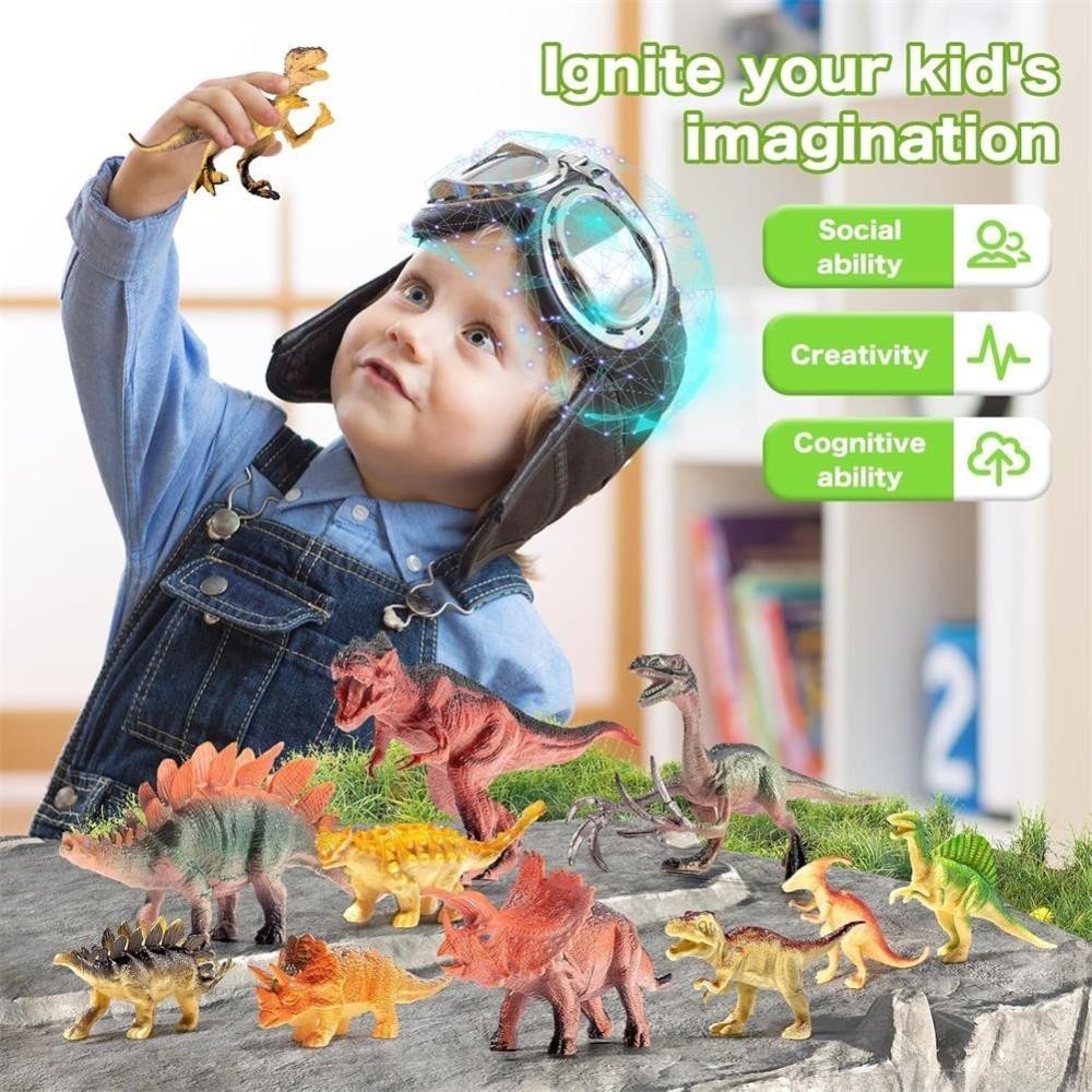 Dinosaur Toys for Kids 45PCS Realistic Dinosaurs Figures with Eggs&Trees&Fence