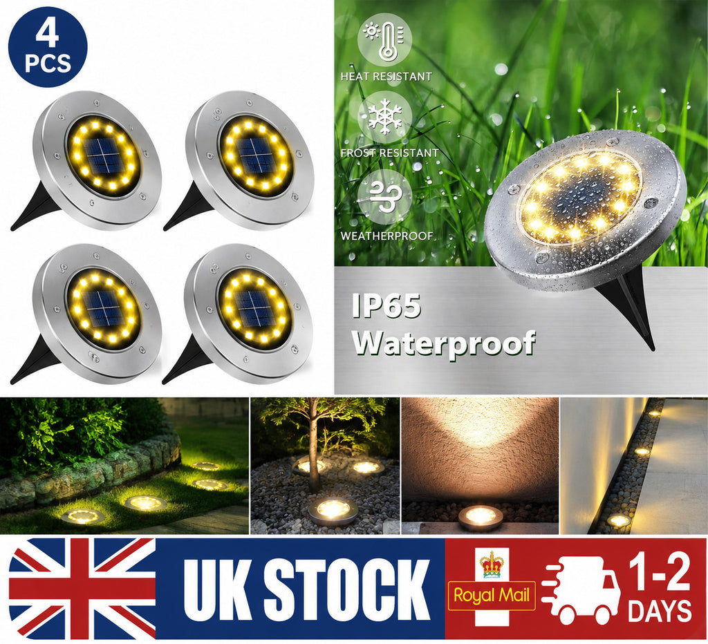 LED Solar Power Ground Lights Floor Decking Patio Outdoor Garden Lawn Path IP65