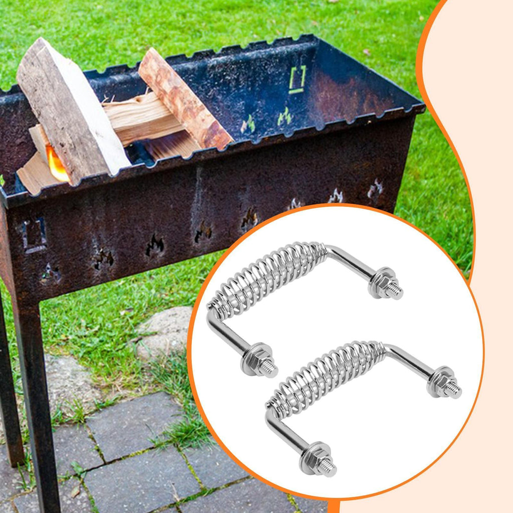 Heat Resistant Stainless Handle with Bolt for BBQ Grill Accessories Kit and Wood
