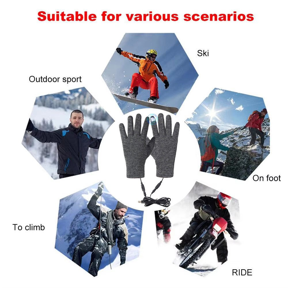 Winter Electric Heated Gloves USB Heating Hand Warm Windproof Thermal Gloves UK
