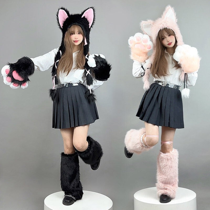 Fluffy Plush Fox Ears Headwear Warm Hat Lolita Girl Costume Party Hat Cosplay