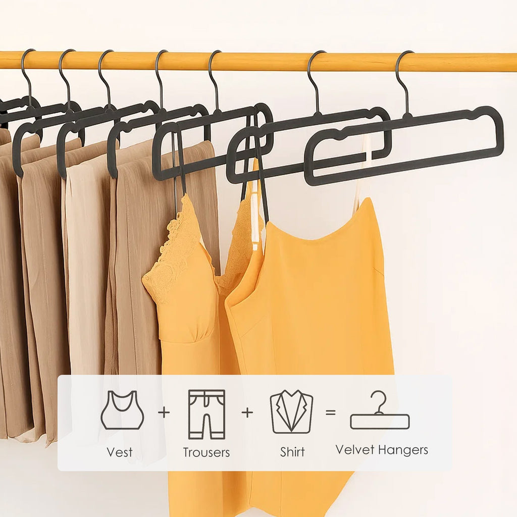 10 Pack Trouser Hangers Heavy Duty Durable Velvet Trouser Hangers Space Saving