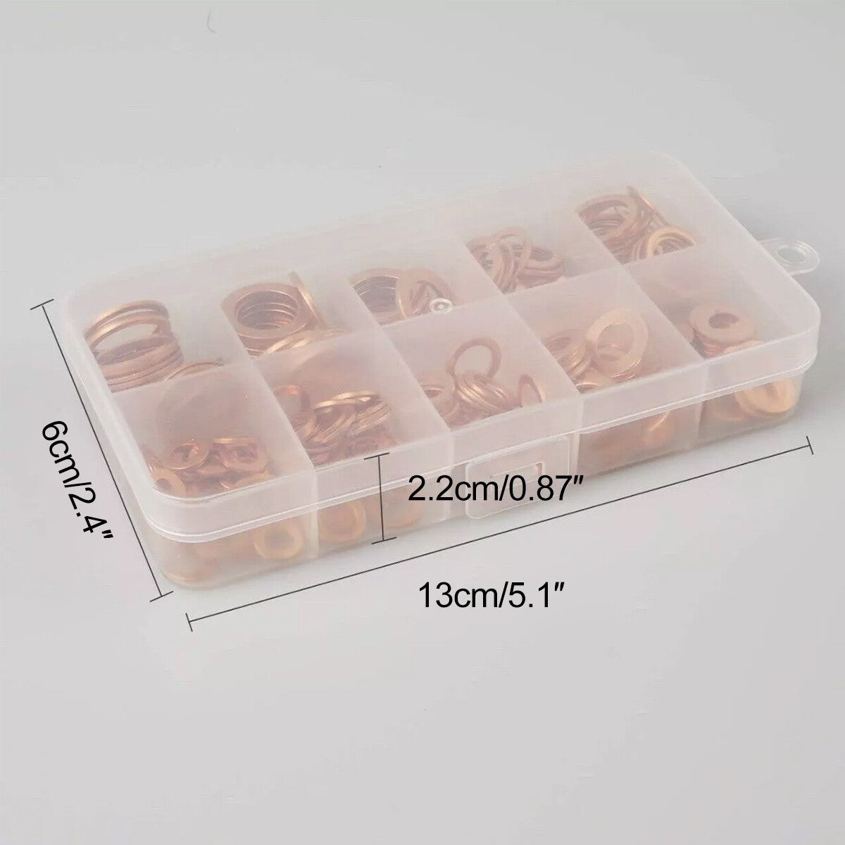 Car Engine Crush Washers Assorted Solid Copper 200PCS Set Box Seal Flat Ring