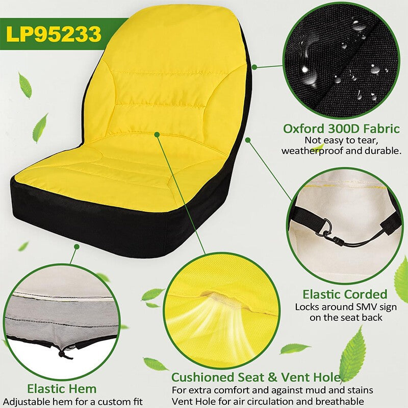 Large Seat Cover Cushioned Back LP95233 for John Deere Compact Utility Tractor
