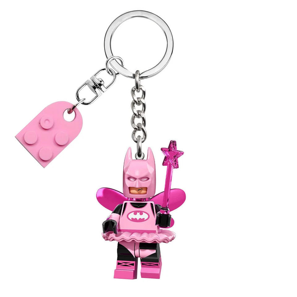 Pink Fairy Batman Lego Keychain Couple Valentine Day Gift Keyring