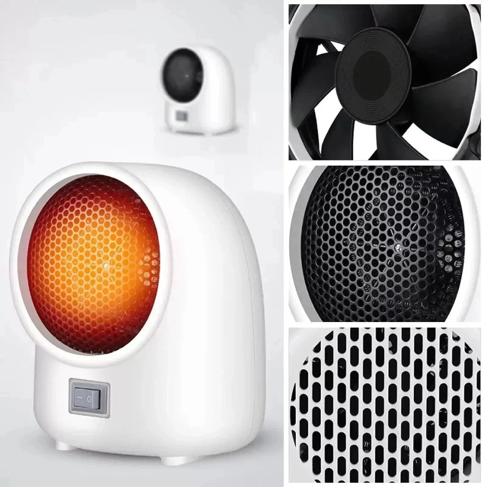 400W White Electric Heater Portable Desktop Fan Heating Warmer Home Office