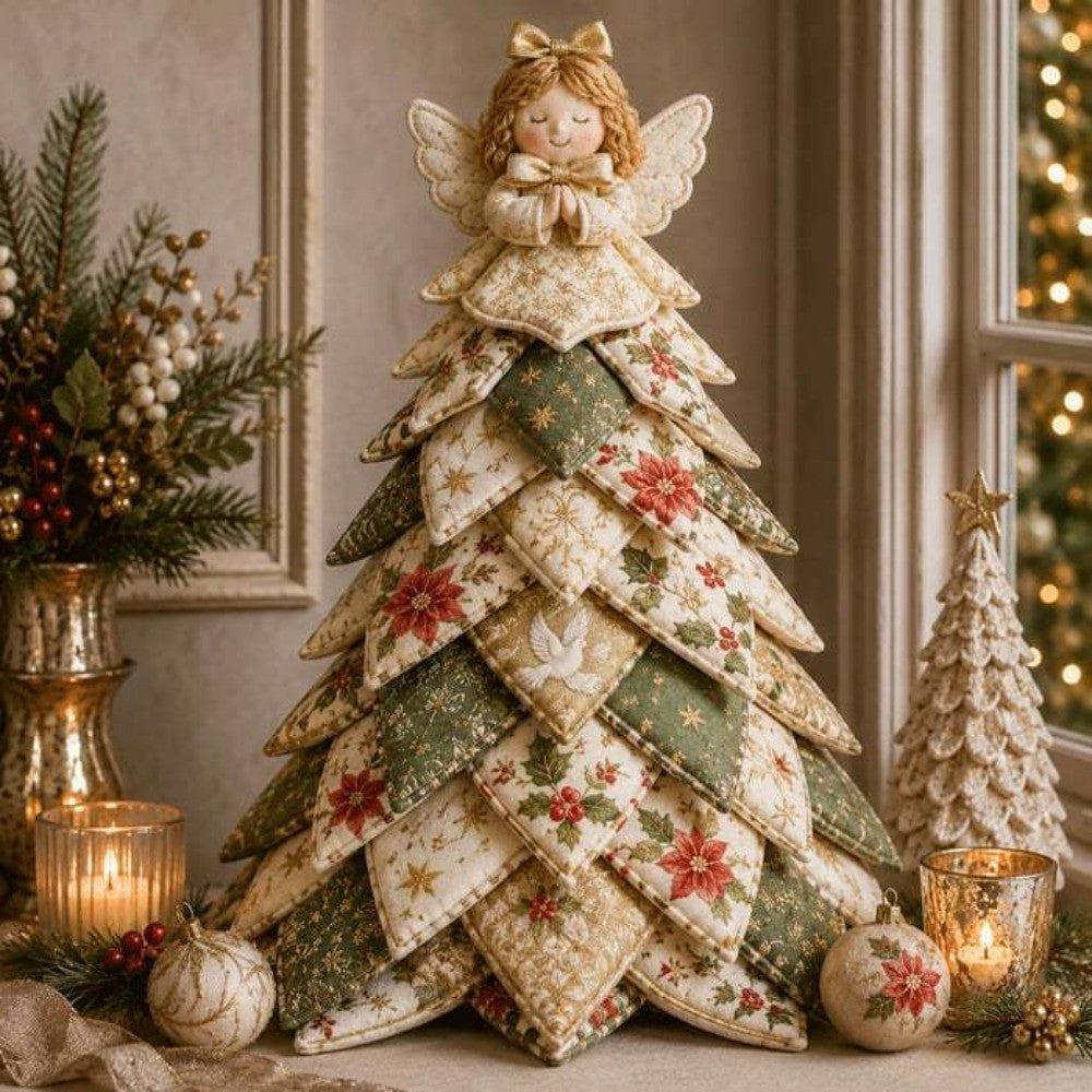 DIY Quilted Christmas Tree Kit Vintage Style Handcraft Fabric Patchwork Tree