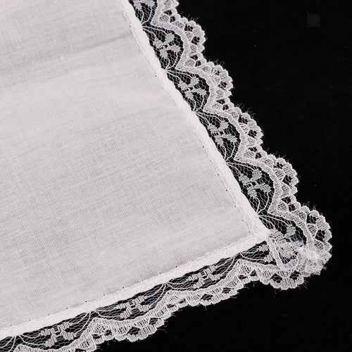 5 Pcs/lot Ladies Women's Cotton Handkerchiefs Lace Border White Wedding Hanky