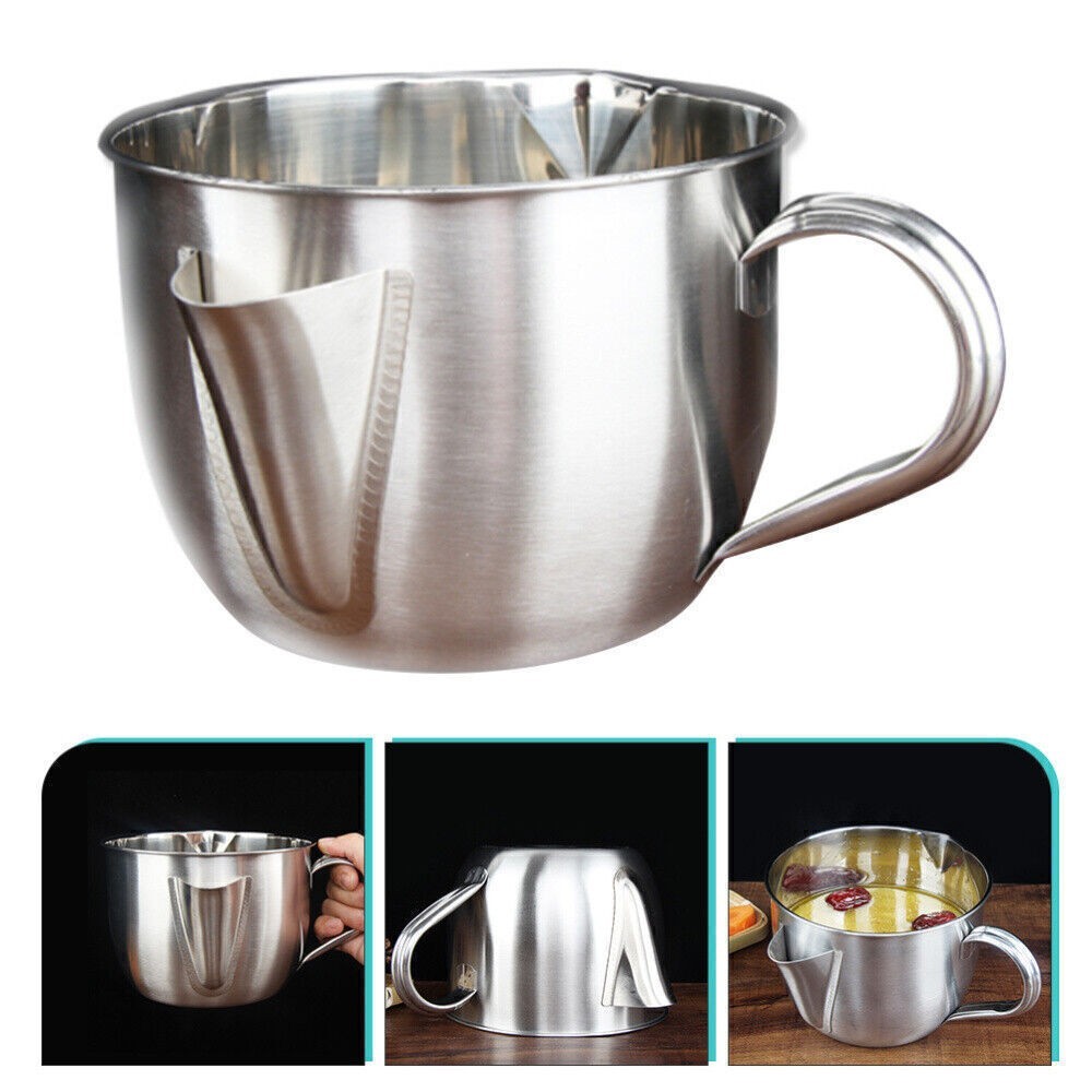 1000ml Stainless Steel Gravy Fat Separator Bowl Oil Soup Strainer Kitchen Tool