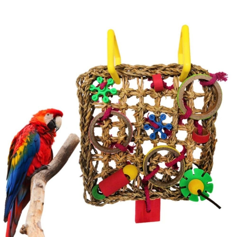 Bird Climbing Net Parrot Toy Woven Seagrass Biting Hanging Hemp Rope Swing Play