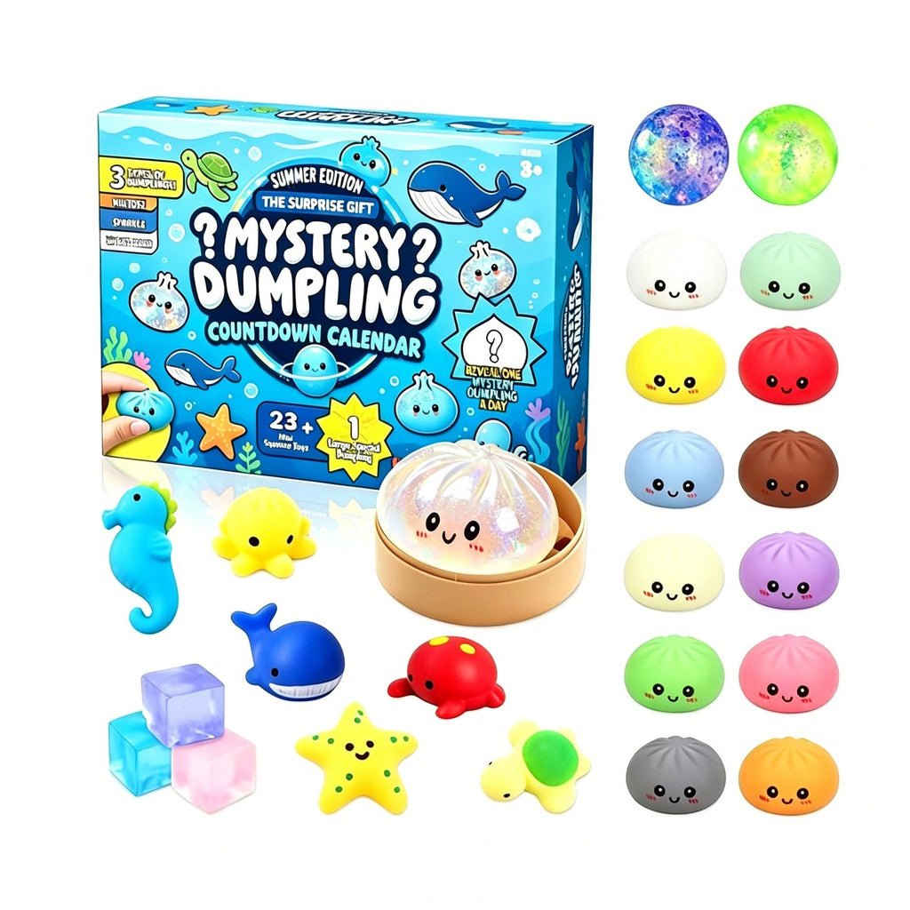 24X Mystery Dumpling Blind Box Advent Calendar Squishy Bao Bun Stress Relief Toy