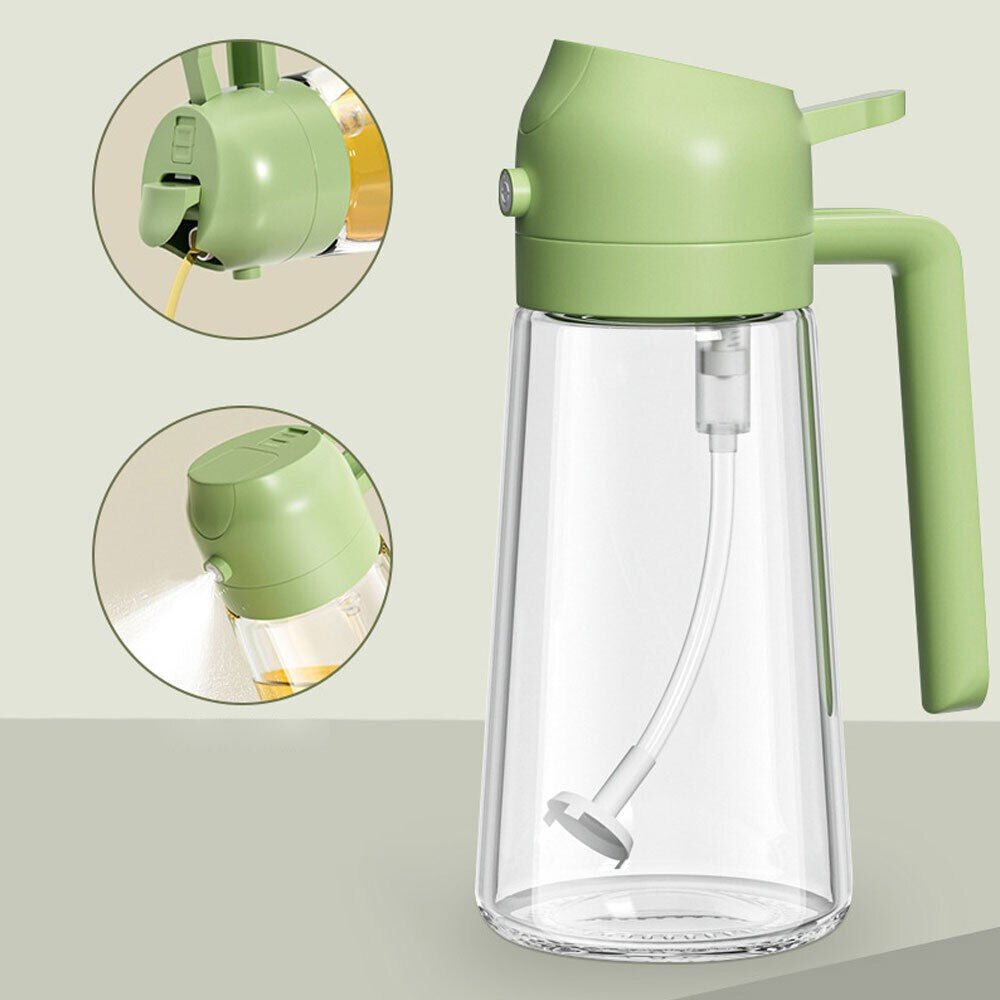 Glass Oil Sprayer Bottle with Pour Dispenser Olive Oil Bottle Spray Nozzle 470ml