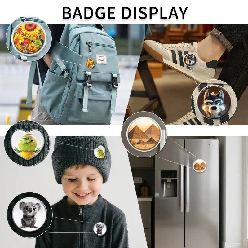 Manual 3-in-1 Badge Maker – DIY Button Pin & Fridge Magnet Toy for Children
