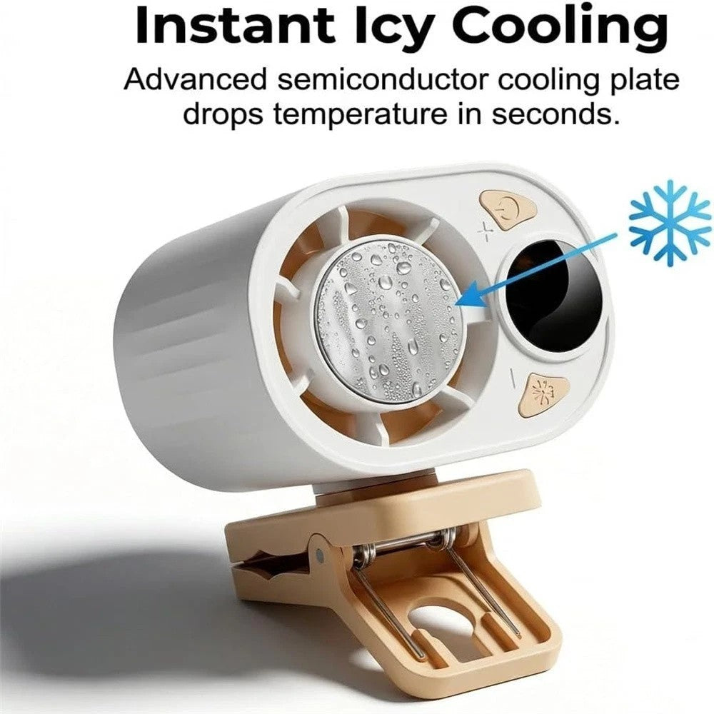 Clip On Ice Cold Fan for Waist Semiconductor Cooling with LED Display USB Fans