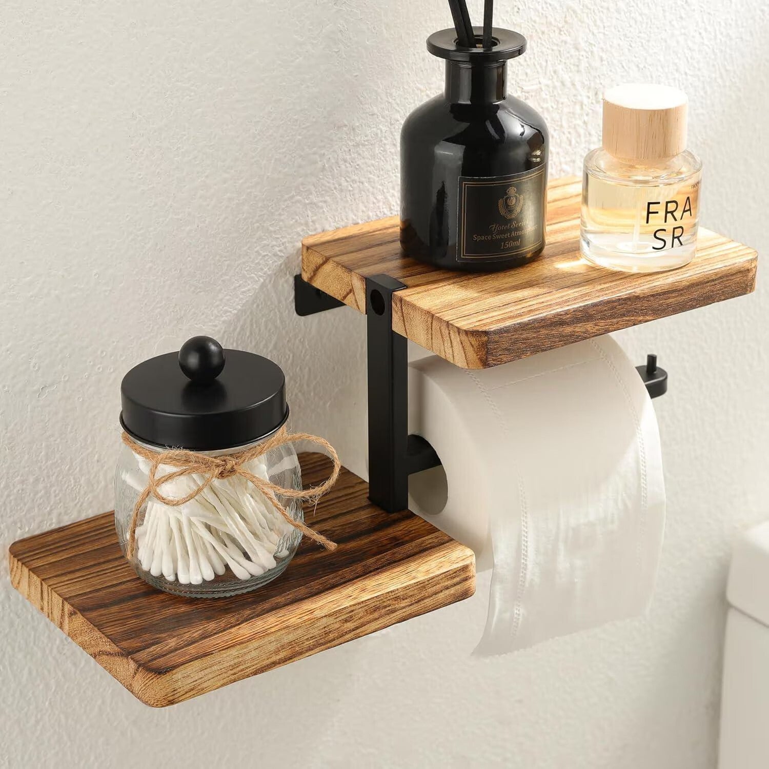 Toilet Roll Holder Toilet Paper Holder Wall Mounted with Shelves for Storage UK