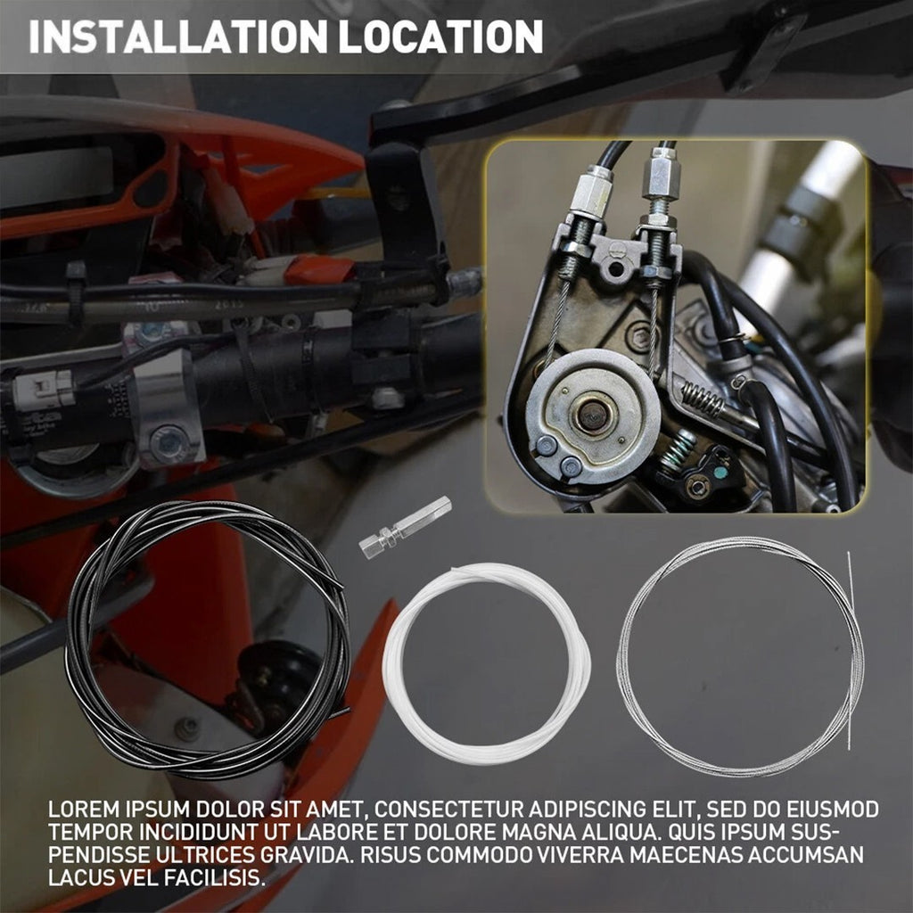 Universal 5 Metres DIY Throttle Cable Kit Nipples Ferrules Motorbike Replacement