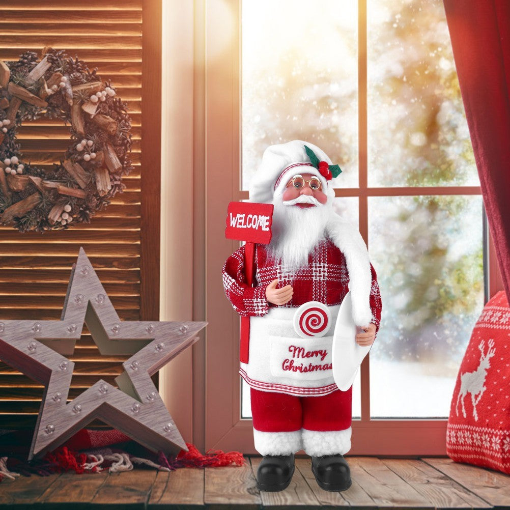 Christmas Santa Fabric Doll Decor Red Xmas Desktop Ornament for Party Decoration