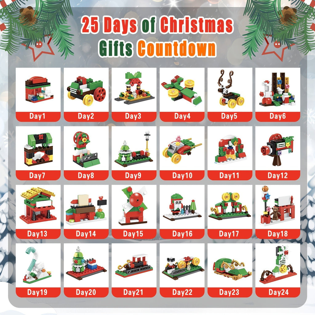 24pcs Advent Calendar 2024 Christmas Tree Building Set Boxes Countdown Block UK