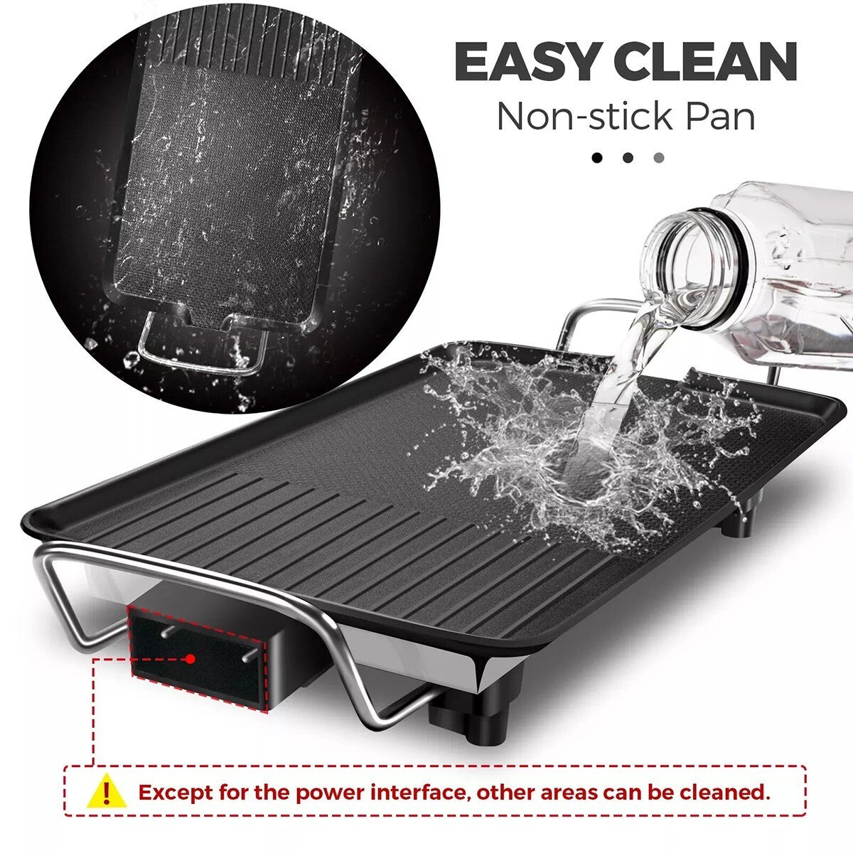 Electric Teppanyaki Table Top Grill Griddle BBQ Hot Plate Barbecue 40cmx23cm UK