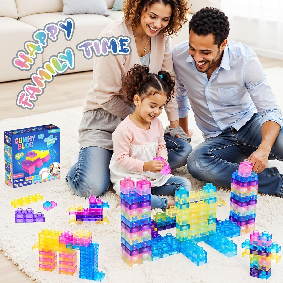 40PCS Sensory Soft Stress Toy Building Blocks for Toddlers Squishy Stacking Toy