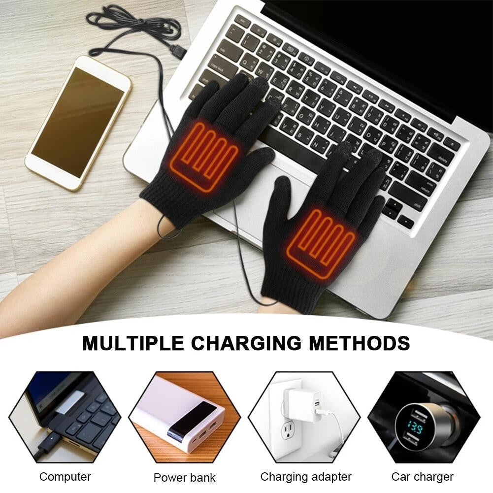 Electric Heated Gloves USB Rechargeable Insulated Warm Thermal Gloves Winter UK