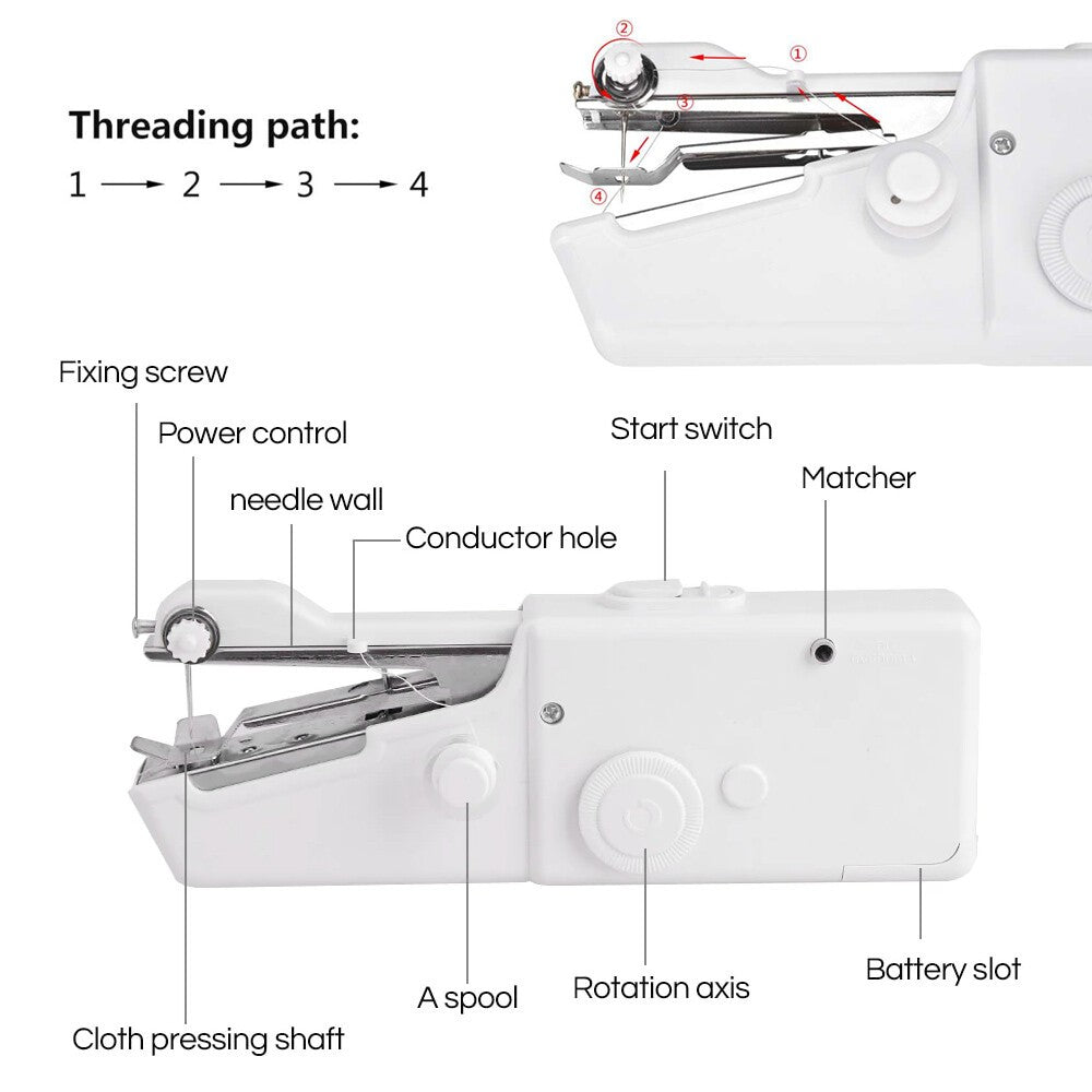 Mini Handheld Cordless Sewing Machine Hand Held Thread Stitch Clothes Portable